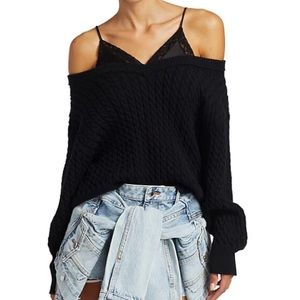 Alexander Wang Inspired Wool Cotton Off Shoulder Sweater Knitwear Handmade